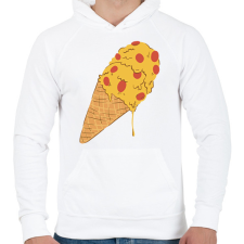 PRINTFASHION Pizza fagyi - Férfi kapucnis pulóver - Fehér férfi pulóver, kardigán