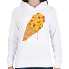 PRINTFASHION Pizza fagyi - Női kapucnis pulóver - Fehér női pulóver, kardigán