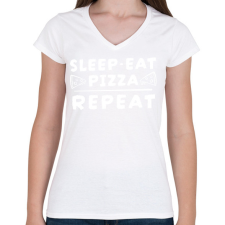 PRINTFASHION Pizza fanatikus - Női V-nyakú póló - Fehér női póló