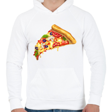PRINTFASHION Pizza - Férfi kapucnis pulóver - Fehér férfi pulóver, kardigán