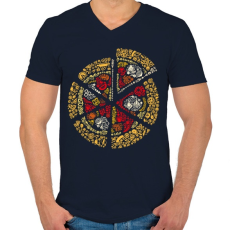 PRINTFASHION Pizza - Férfi V-nyakú póló - Sötétkék