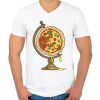 PRINTFASHION Pizza földgömb - Férfi V-nyakú póló - Fehér