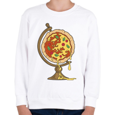 PRINTFASHION Pizza földgömb - Gyerek pulóver - Fehér gyerek pulóver, kardigán