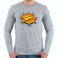 PRINTFASHION Pizza forever - Férfi hosszú ujjú póló - Sport szürke férfi póló