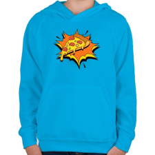 PRINTFASHION Pizza forever - Gyerek kapucnis pulóver - Azúrkék gyerek pulóver, kardigán