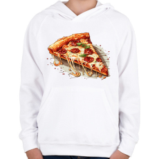 PRINTFASHION Pizza - Gyerek kapucnis pulóver - Fehér