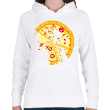 PRINTFASHION Pizza hold - Női kapucnis pulóver - Fehér női pulóver, kardigán