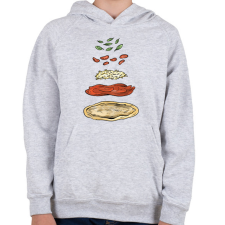 PRINTFASHION Pizza hozzávalók - Gyerek kapucnis pulóver - Sport szürke gyerek pulóver, kardigán