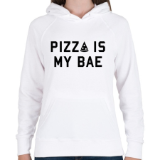 PRINTFASHION Pizza is my Bae - Női kapucnis pulóver - Fehér női pulóver, kardigán
