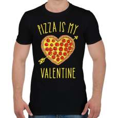 PRINTFASHION Pizza is my valentine - Férfi póló - Fekete