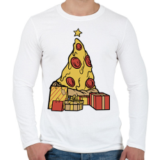 PRINTFASHION Pizza karácsonyfa - Férfi hosszú ujjú póló - Fehér