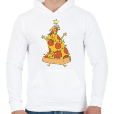 PRINTFASHION Pizza karácsonyfa - Férfi kapucnis pulóver - Fehér férfi pulóver, kardigán