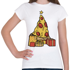 PRINTFASHION Pizza karácsonyfa - Női póló - Fehér