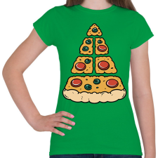 PRINTFASHION Pizza karácsonyfa - Női póló - Zöld női póló