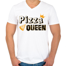 PRINTFASHION Pizza királynő - Férfi V-nyakú póló - Fehér férfi póló