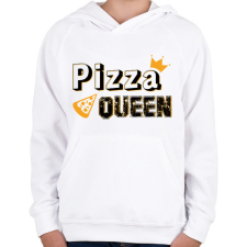 PRINTFASHION Pizza királynő - Gyerek kapucnis pulóver - Fehér gyerek pulóver, kardigán