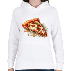 PRINTFASHION Pizza - Női kapucnis pulóver - Fehér