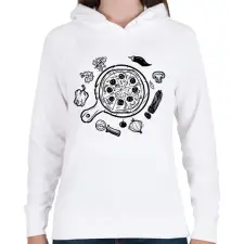 PRINTFASHION pizza - Női kapucnis pulóver - Fehér női pulóver, kardigán