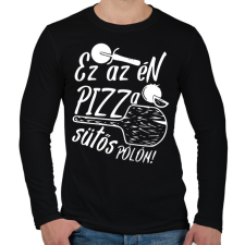 PRINTFASHION Pizza sütős pólóm - Férfi hosszú ujjú póló - Fekete férfi póló