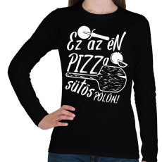 PRINTFASHION Pizza sütős pólóm - Női hosszú ujjú póló - Fekete