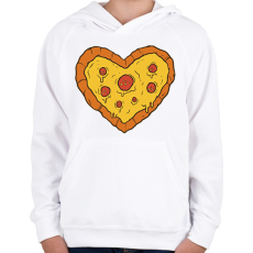 PRINTFASHION Pizza szív - Gyerek kapucnis pulóver - Fehér