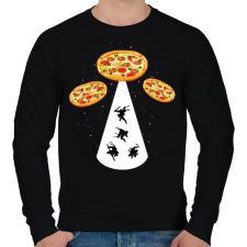 PRINTFASHION Pizza UFO - Férfi pulóver - Fekete férfi pulóver, kardigán