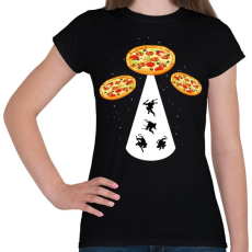 PRINTFASHION Pizza UFO - Női póló - Fekete