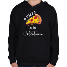 PRINTFASHION Pizza Valentin nap - Gyerek kapucnis pulóver - Fekete gyerek pulóver, kardigán