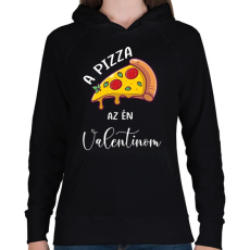 PRINTFASHION Pizza Valentin nap - Női kapucnis pulóver - Fekete