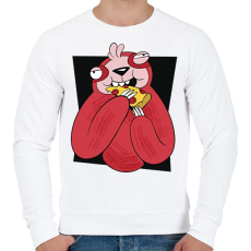 PRINTFASHION Pizzás lajhár - Férfi pulóver - Fehér