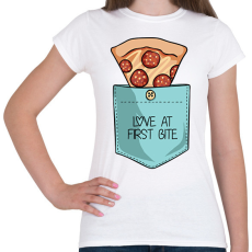 PRINTFASHION Pizzás zseb - Női póló - Fehér