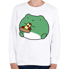 PRINTFASHION Pizzát evő béka - Gyerek pulóver - Fehér gyerek pulóver, kardigán