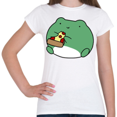 PRINTFASHION Pizzát evő béka - Női póló - Fehér