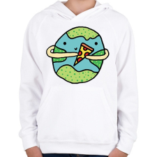 PRINTFASHION Pizzearth! - Gyerek kapucnis pulóver - Fehér gyerek pulóver, kardigán