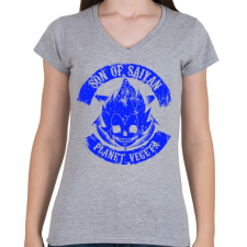 PRINTFASHION Planet Vegeta - Son of Saiyan - Női V-nyakú póló - Sport szürke női póló