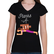 PRINTFASHION Planks A-Lot - Női V-nyakú póló - Fekete női póló