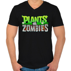 PRINTFASHION Plants vs. Zombies - Férfi V-nyakú póló - Fekete