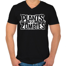 PRINTFASHION Plants vs Zombies - Férfi V-nyakú póló - Fekete férfi póló