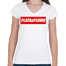 PRINTFASHION Plata o Plomo - Női V-nyakú póló - Fehér női póló