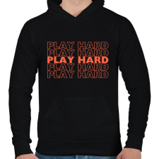 PRINTFASHION play hard okker(2362 - Férfi kapucnis pulóver - Fekete férfi pulóver, kardigán