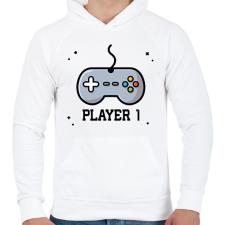 PRINTFASHION Player 1 páros póló - Férfi kapucnis pulóver - Fehér férfi pulóver, kardigán