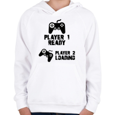 PRINTFASHION Player 1, Player 2 - Kismama - Gyerek kapucnis pulóver - Fehér gyerek pulóver, kardigán