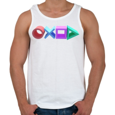 PRINTFASHION Playstation gombok logója - Férfi atléta - Fehér