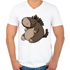 PRINTFASHION Plüss ló - Férfi V-nyakú póló - Fehér férfi póló