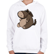 PRINTFASHION Plüss ló - Gyerek kapucnis pulóver - Fehér gyerek pulóver, kardigán