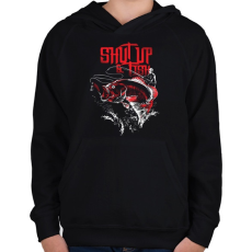 PRINTFASHION Pofa be és pecázz! - Gyerek kapucnis pulóver - Fekete