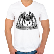 PRINTFASHION Pók / Tarantula / Madárpók - Férfi V-nyakú póló - Fehér férfi póló