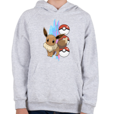 PRINTFASHION pokemon eevee - Gyerek kapucnis pulóver - Sport szürke