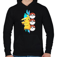PRINTFASHION pokemon pikachu - Férfi kapucnis pulóver - Fekete