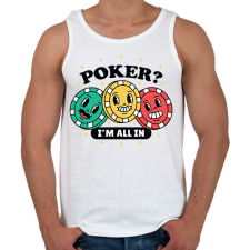 PRINTFASHION Póker - All in - Férfi atléta - Fehér atléta, trikó
